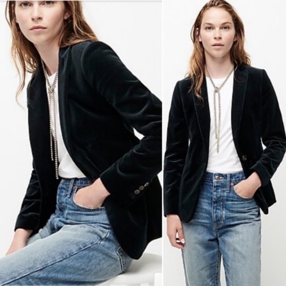 J.Crew Parke Blazer Black Velvet Size 6